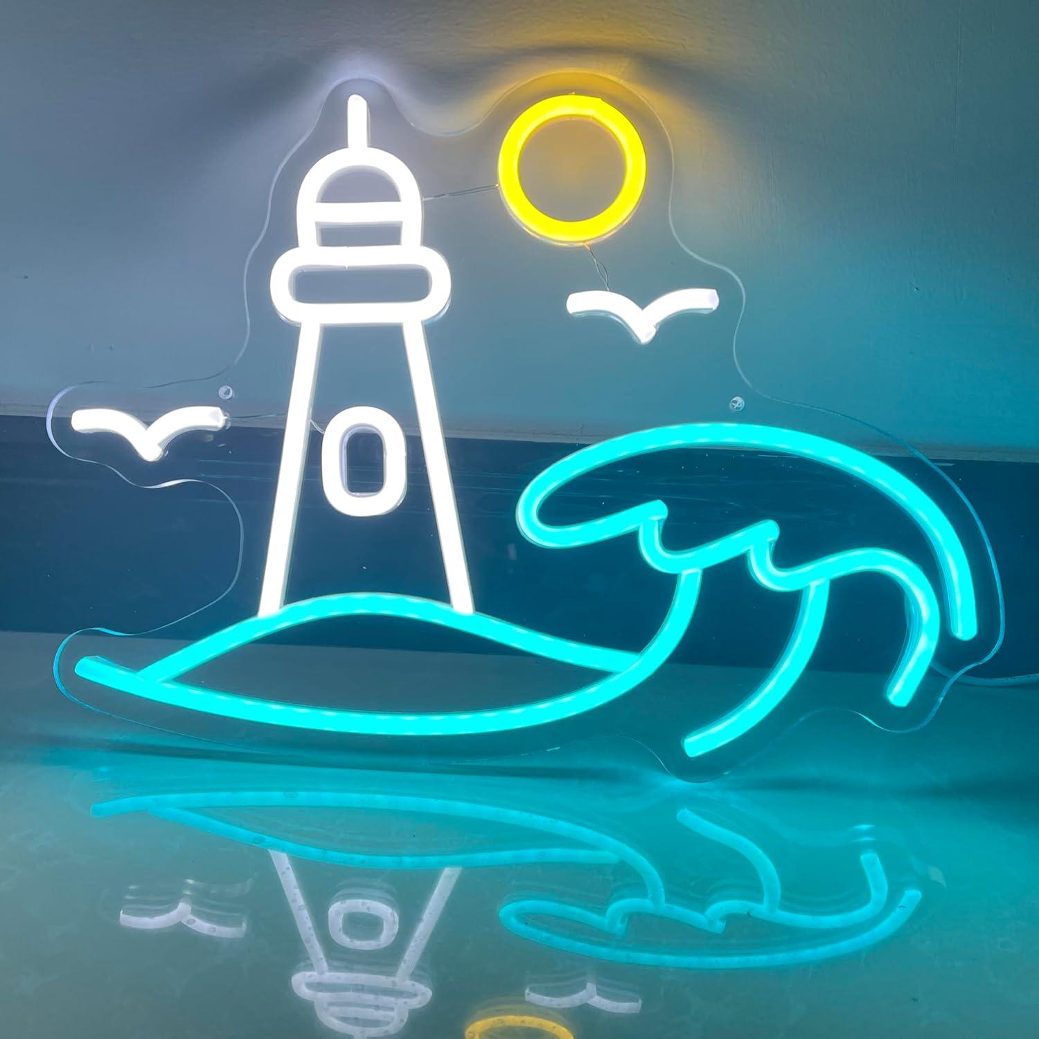 Neon Sign Party - لافتة نيون بتصميم منظر منارة، إضاءة