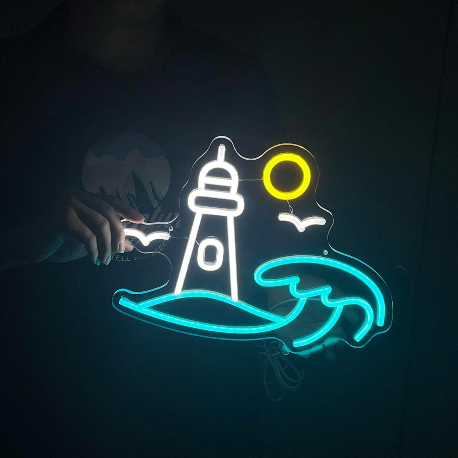 لافتة نيون بتصميم منظر منارة،  - مراجعة Neon Sign Party وسعره