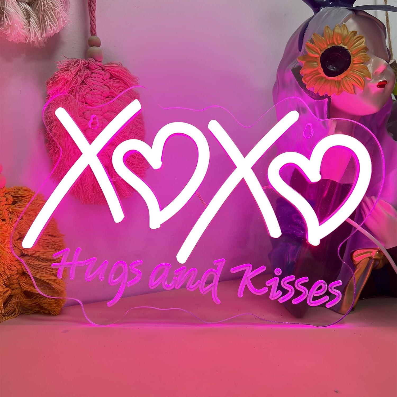 لافتة نيون XOXO مع عبارات 