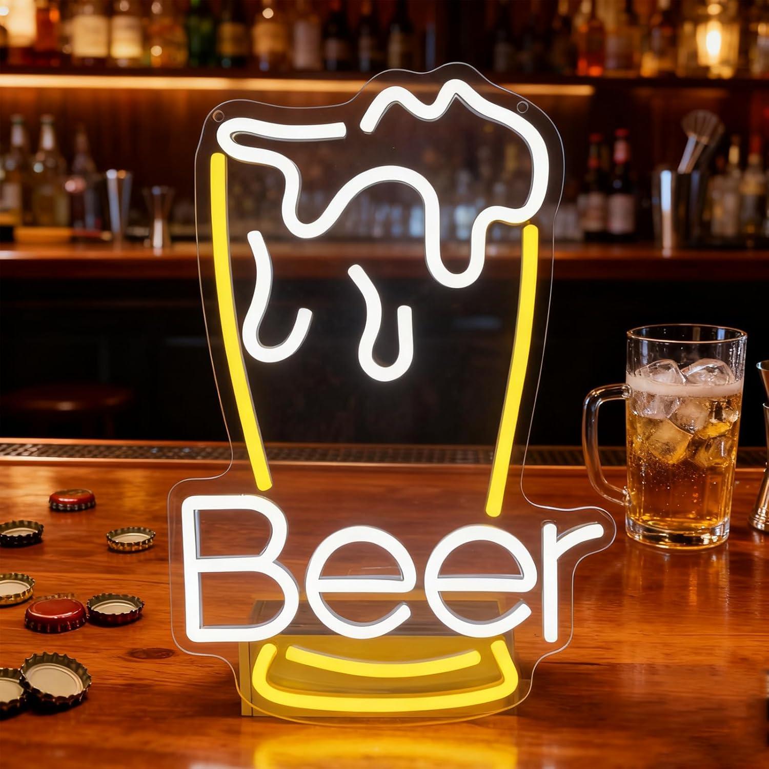 لافتة نيون على شكل زجاجة بيرة  - مراجعة Neon Sign Party وسعره