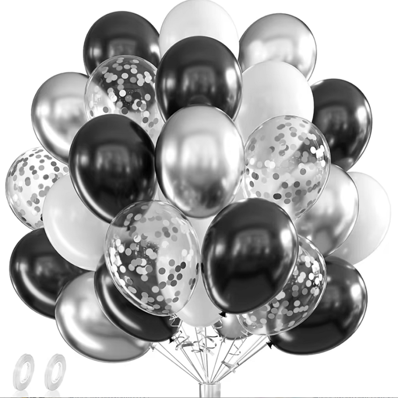 42 قطعة فضي أسود أبيض النثار ب - مراجعة Balloon Pump Hand وسعره